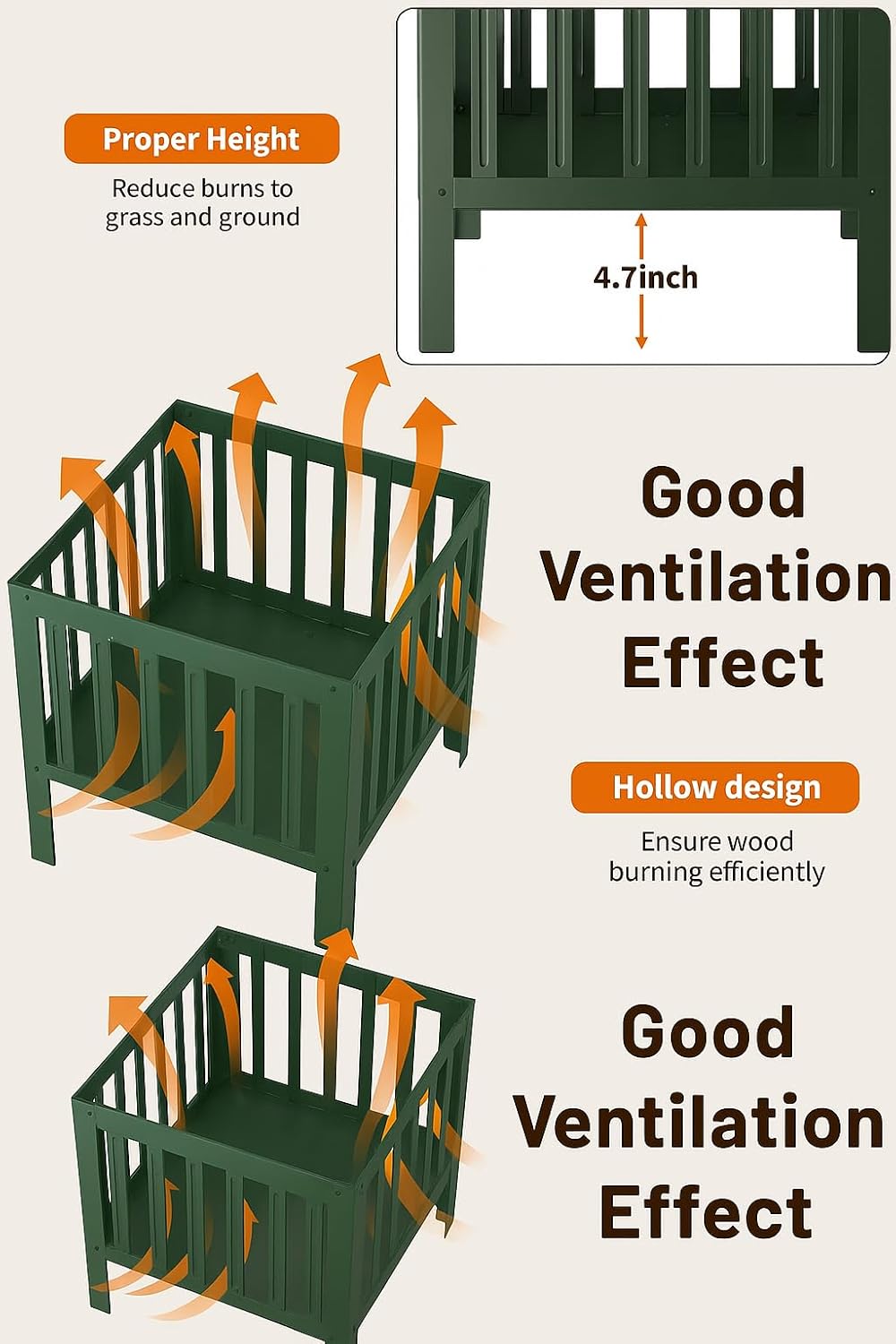 16-Inch Green Steel Fire Pit (Square Design) - Image 4
